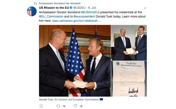 Hotelinhaber wird US-Botschafter in der EU