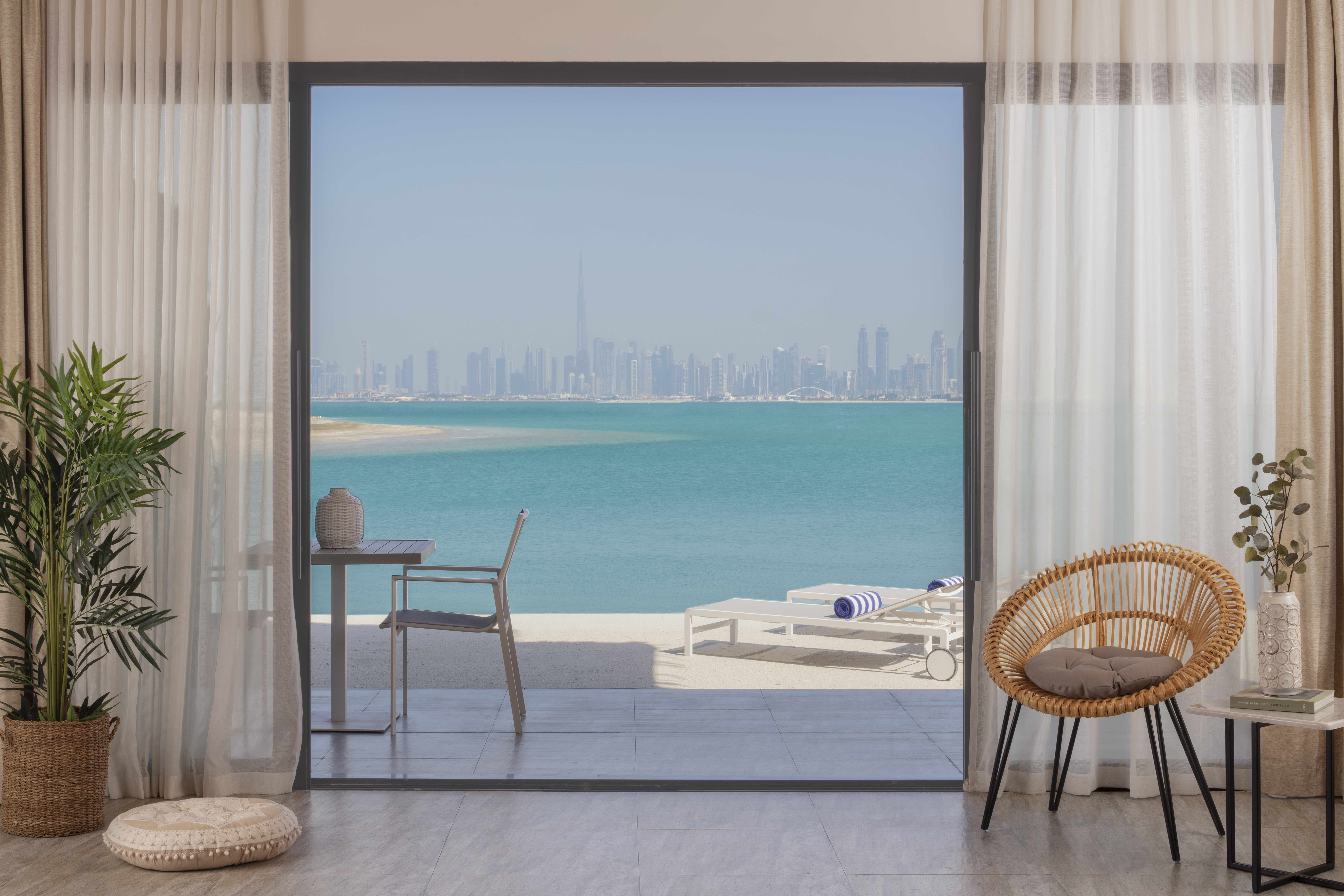 Der Blick aus dem Anantara World Islands Dubai Resort.