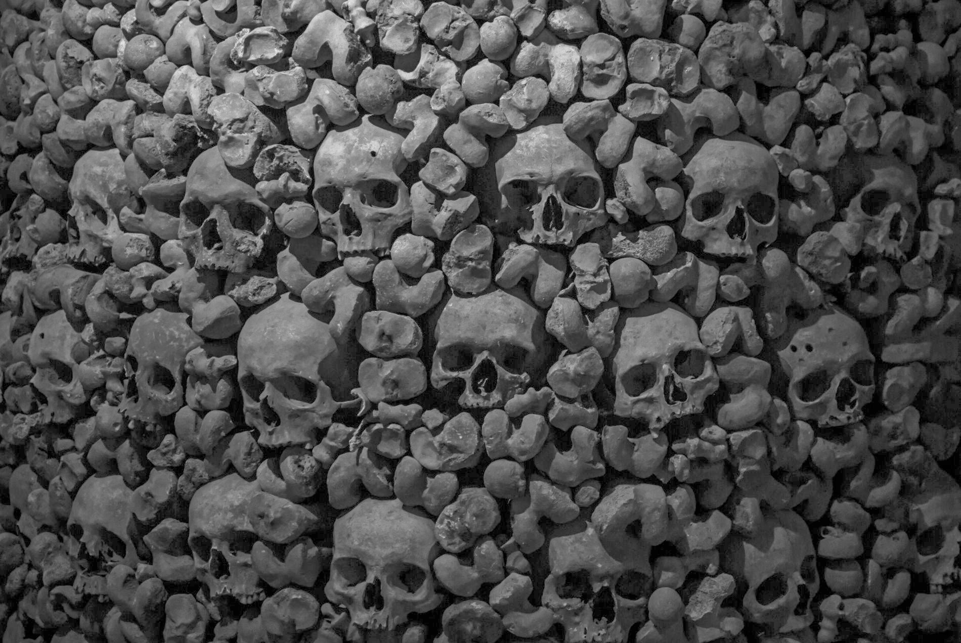 Schädel aufeinandergestapelt