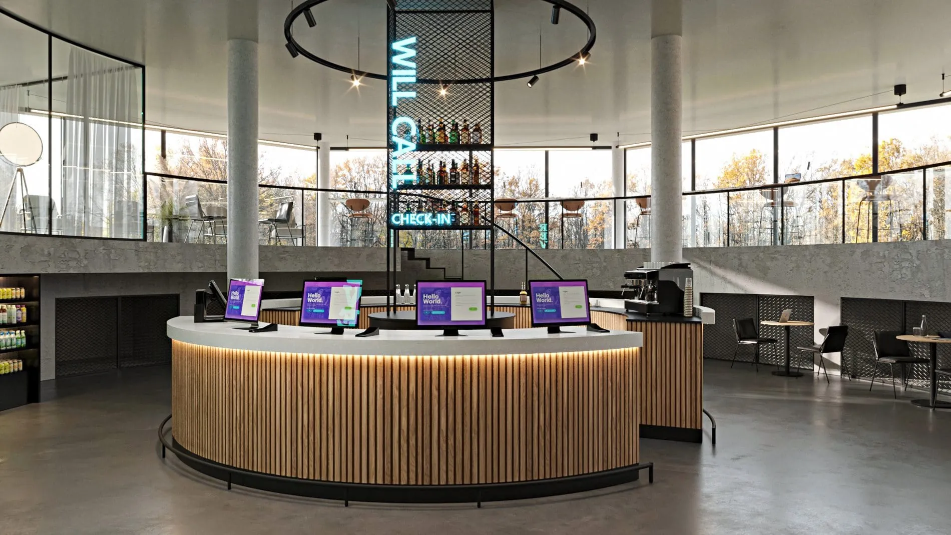 Check-In Terminals im Bunkerhotel