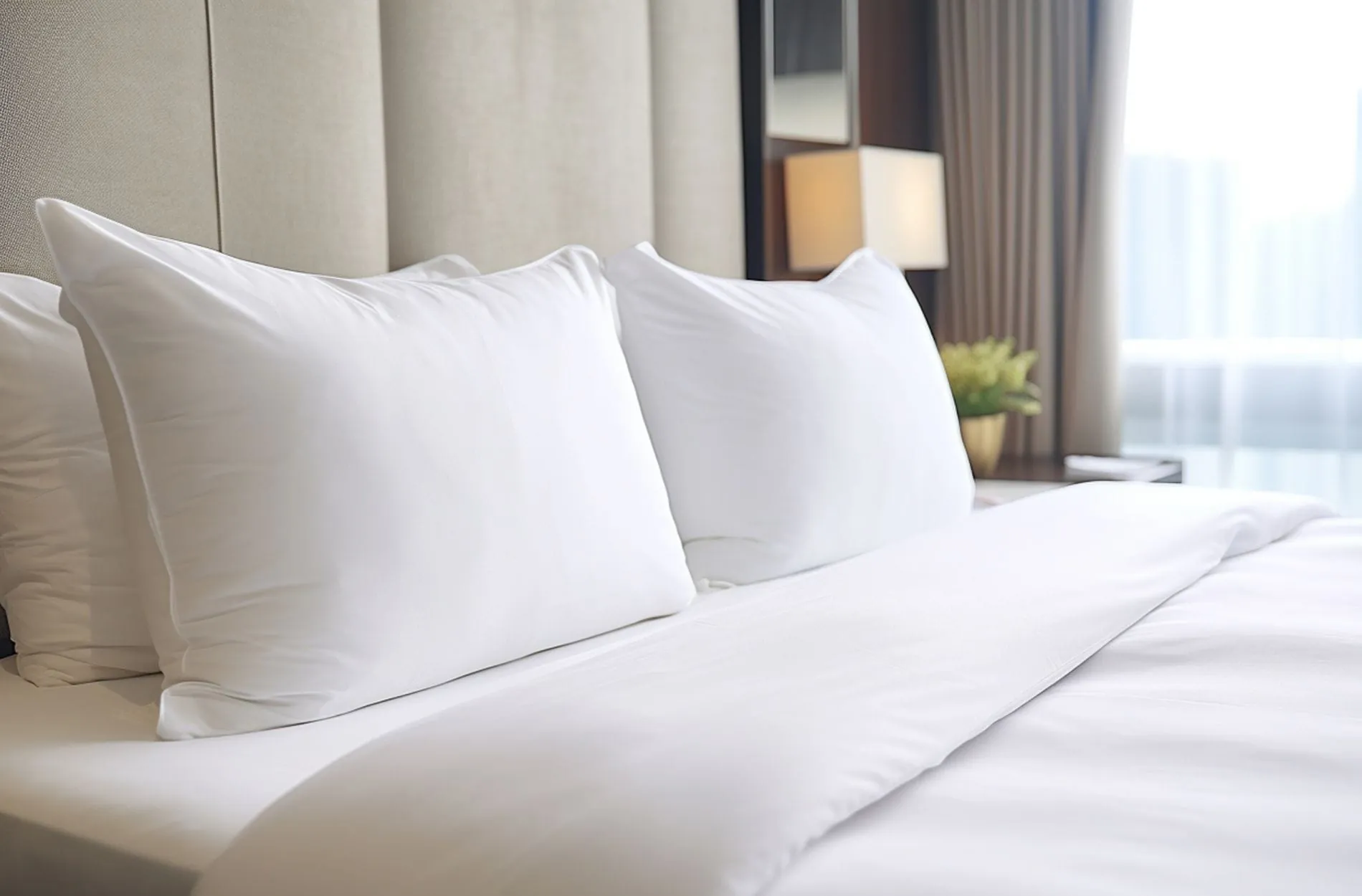 Weißes Bett in einem Hotelzimmer