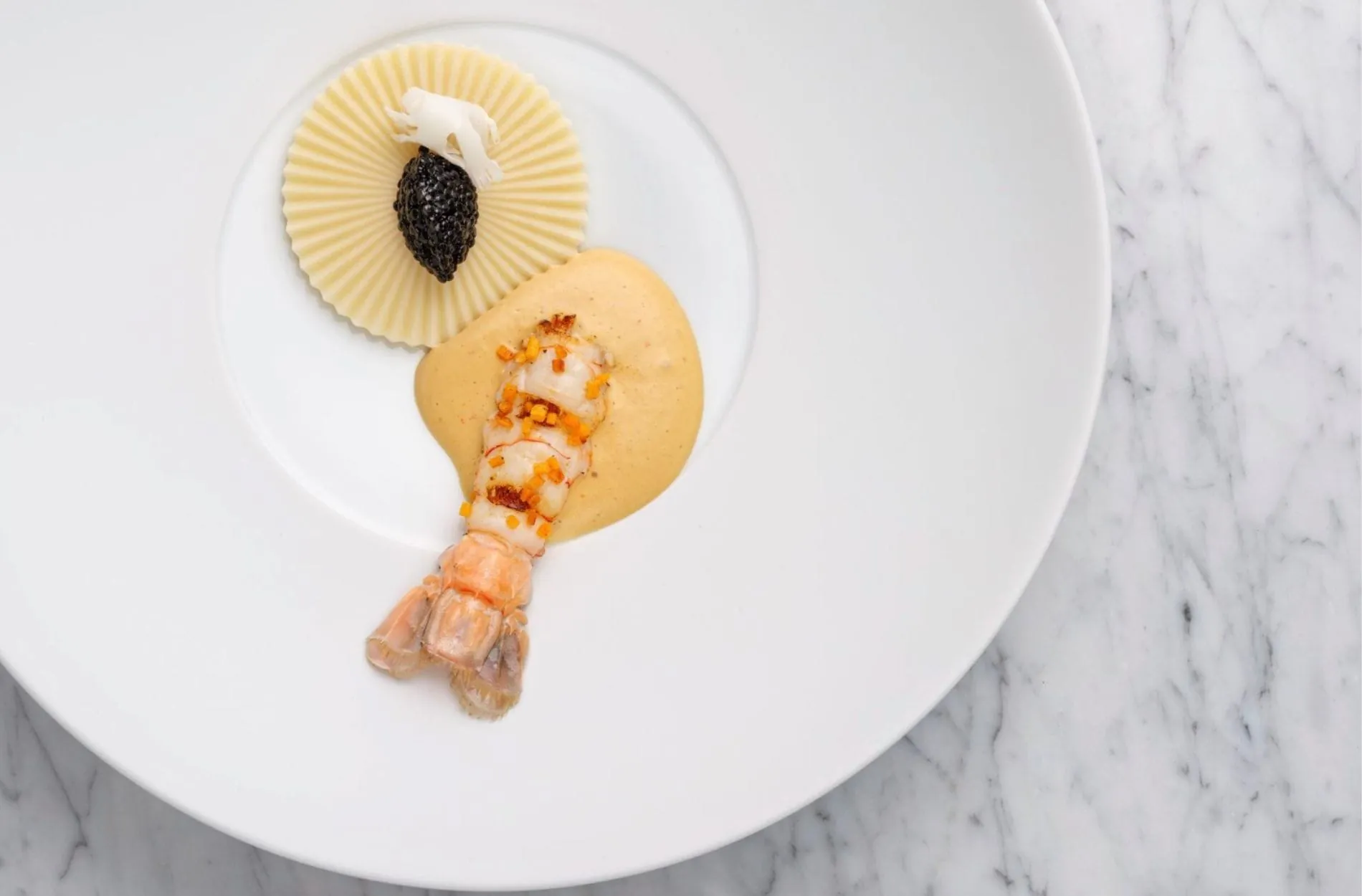 Kaisergranat mit Karfiol, ­Vadouvan Hollandaise und Kaviar