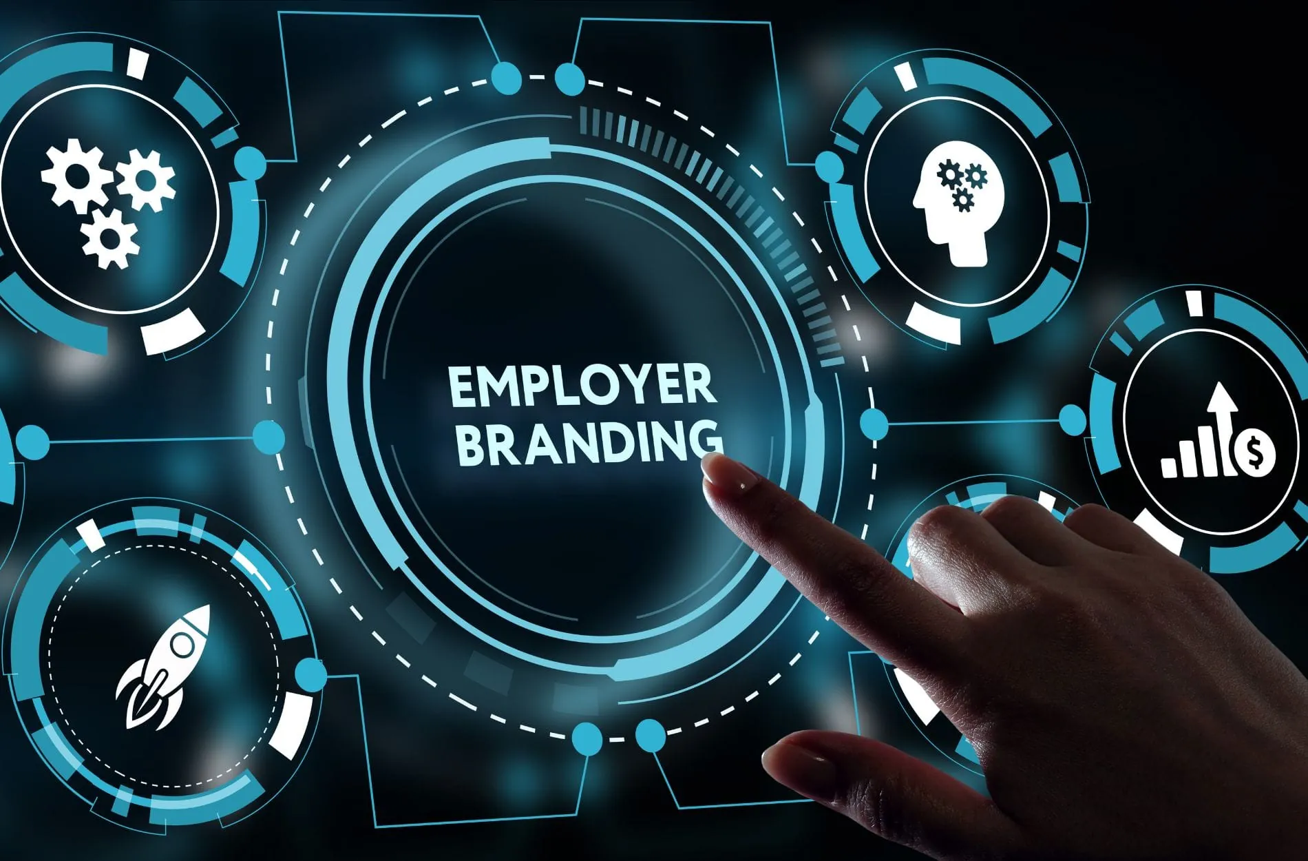 Finger der auf den Schriftzug "Employer Branding" zeigt