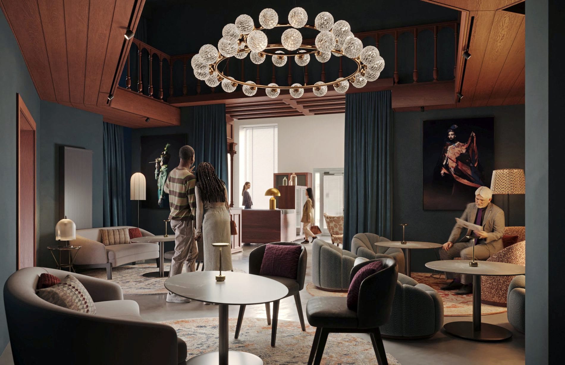 Rendering der Rezeption des Radisson Blu Das Triest Hotel, Vienna