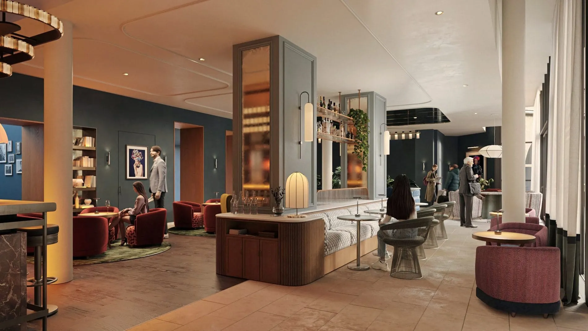 Rendering der Silver Bar in der Lobby des Radisson Blu Das Triest Hotel, Vienna