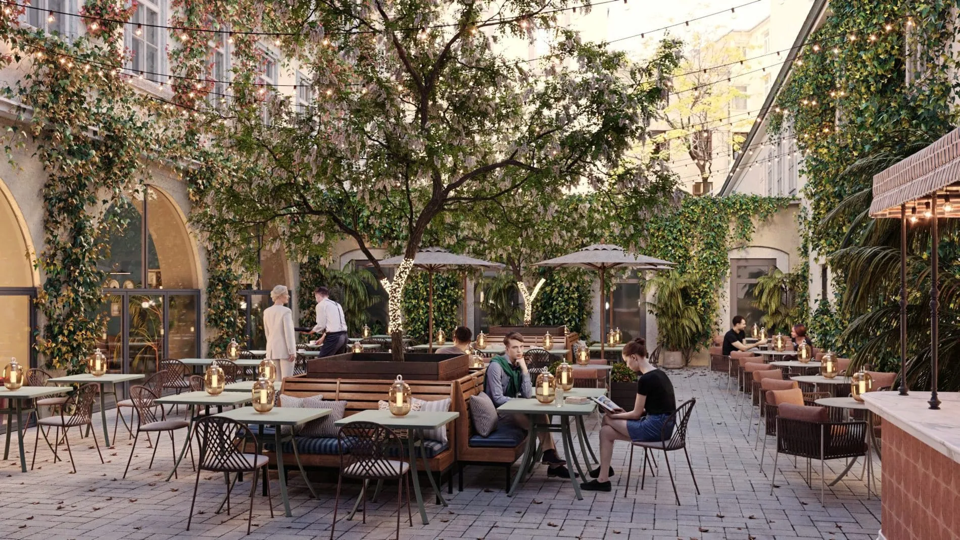 Rendering des Innenhofs des Radisson Blu Das Triest Hotel, Vienna