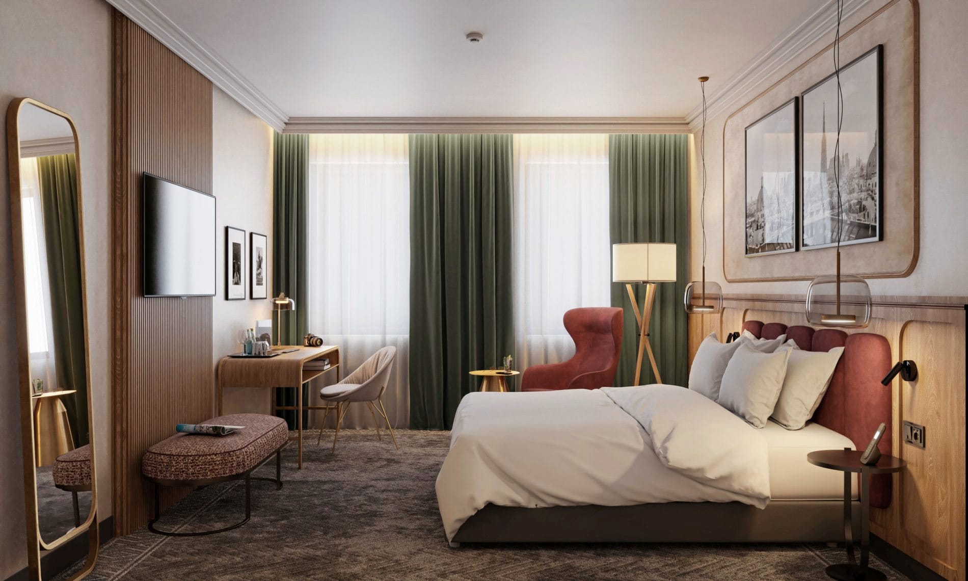 Rendering eines Zimmers des Radisson Blu Das Triest Hotel, Vienna