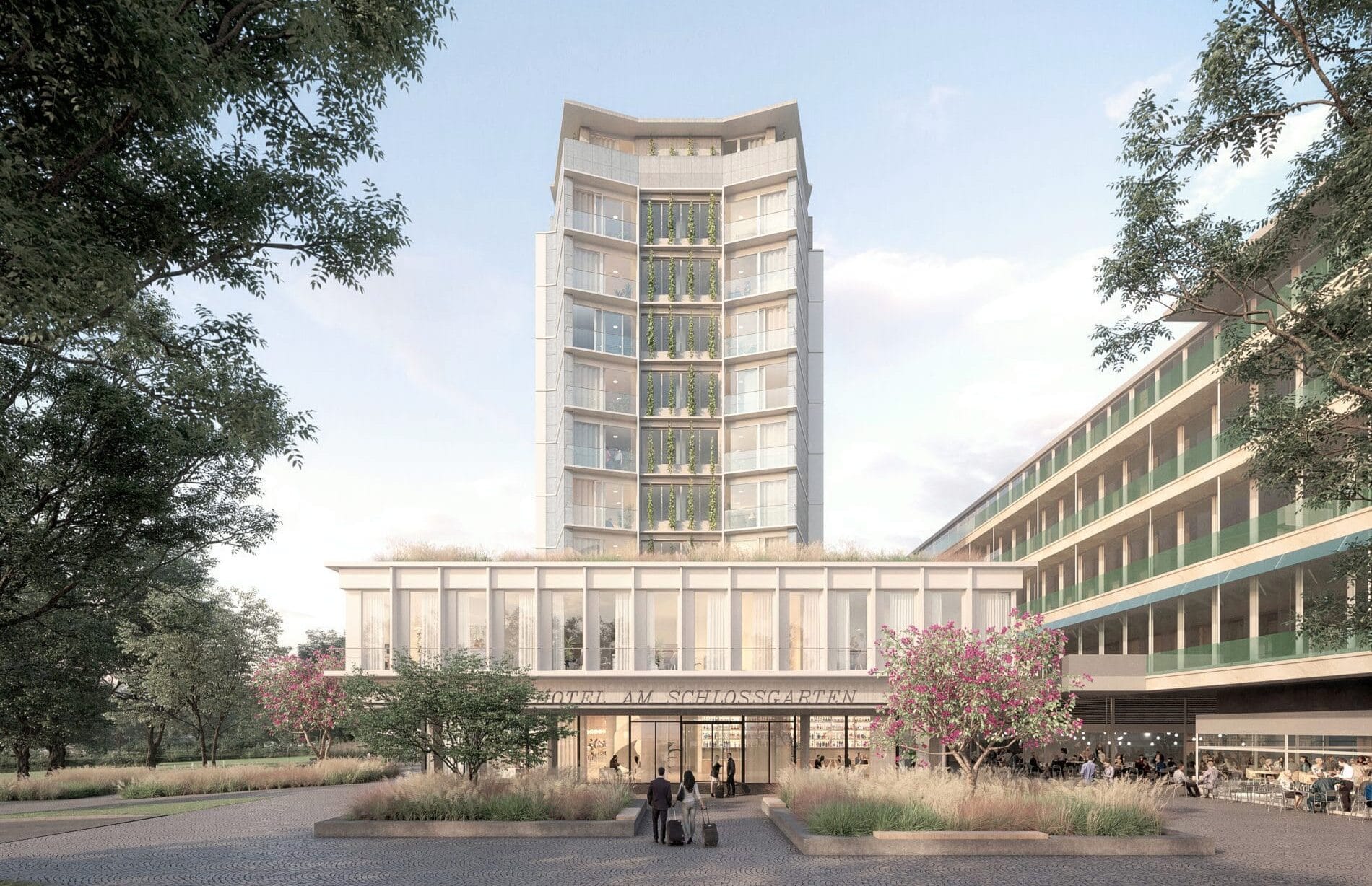 Außenfassade des künftigen Schlossgartenhotels in Stuttgart