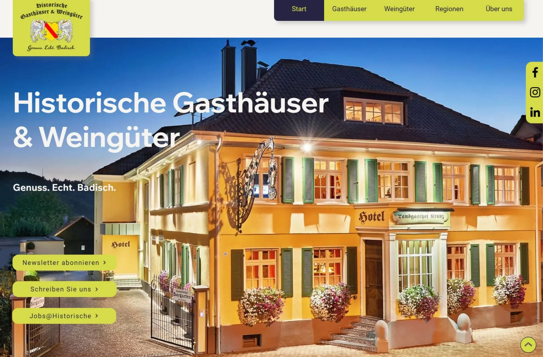 „Historische Gasthäuser & Weingüter aus Baden“ mit neuer Website