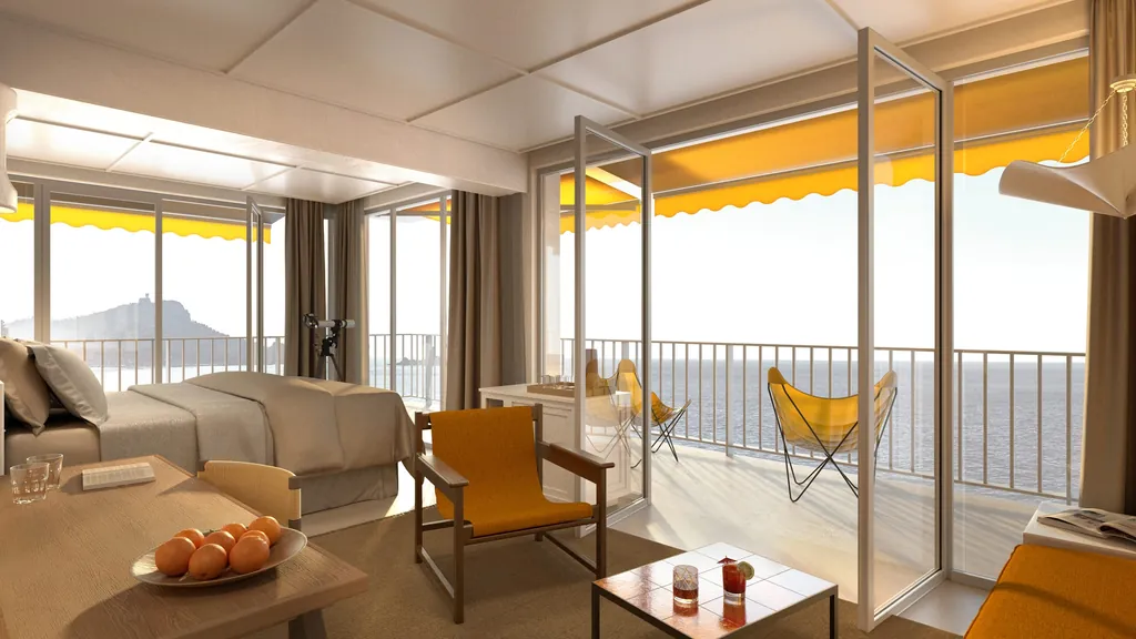 Panoramablick auf das Mittelmeer mit der idyllischen Privatinsel Île d’Or im Vordergrund.