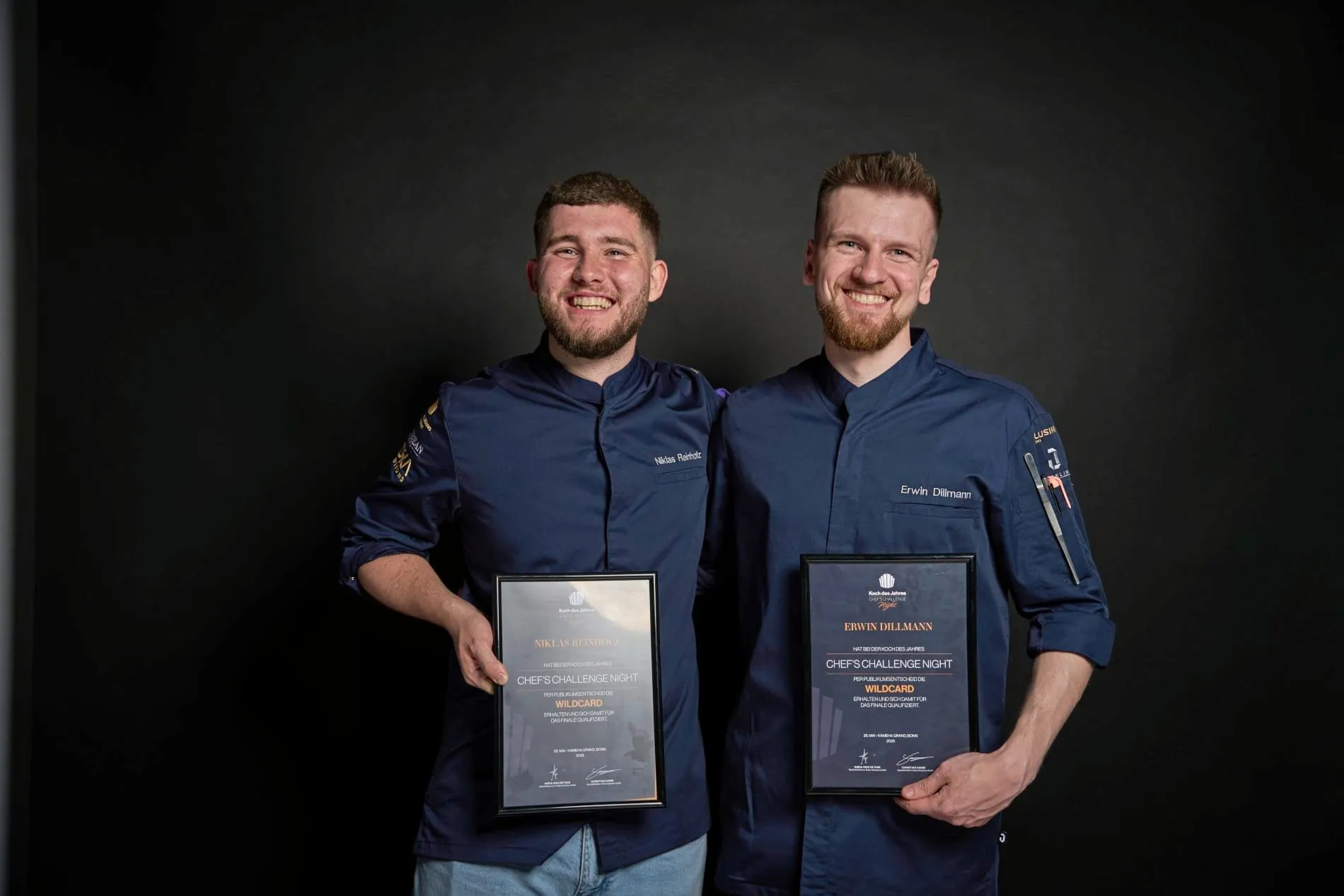 Die zwei Wildcard-Gewinner: Niklas Reinholz (links), Chef de Partie Entremetier, Restaurant Hannappel, und Erwin Dillmann, Souschef, Wein- und Tafelhaus.