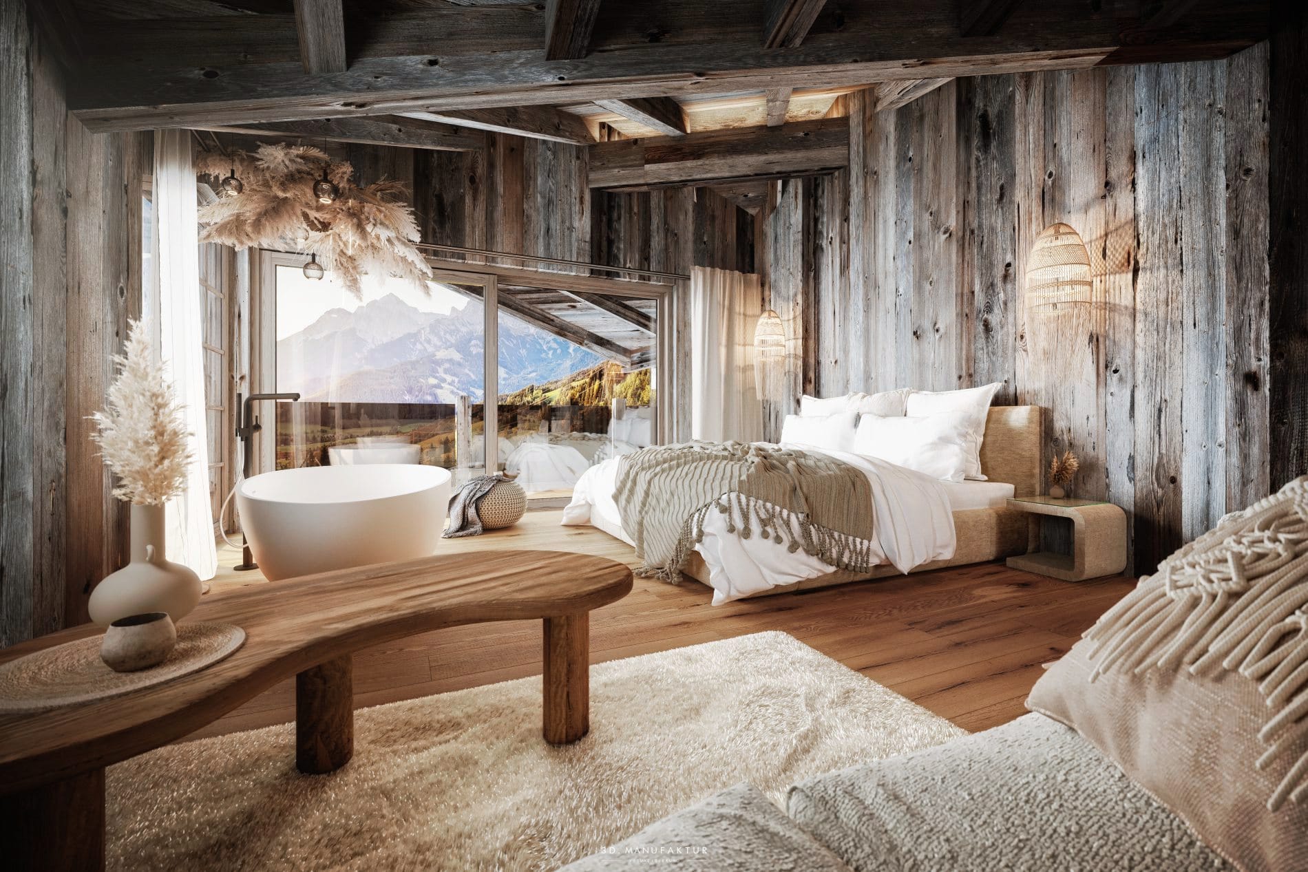 Die Gartengeflüster Suite mit Blick ins Grüne.