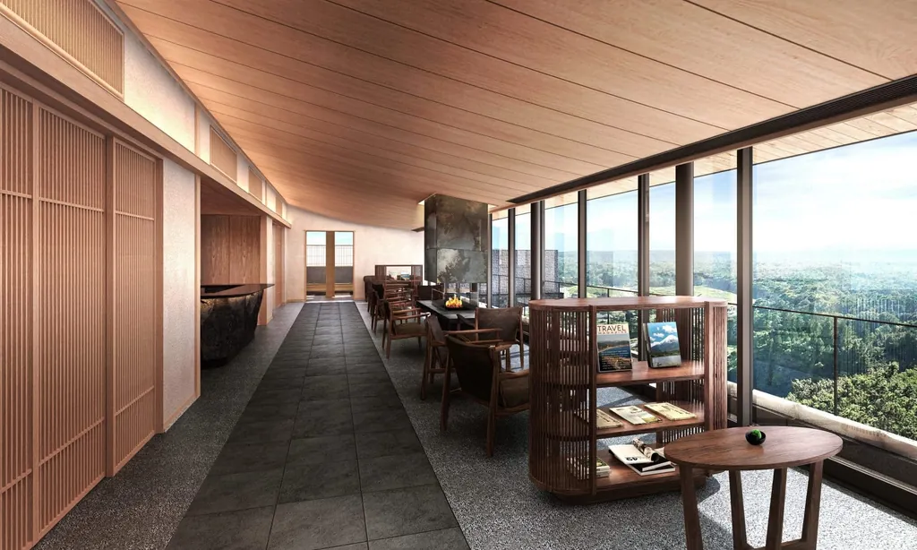 Die Architektur des Relais & Ch&acirc;teaux Gōra Kadan Fuji ist gepr&auml;gt von nat&uuml;rlichen Materialien wie Holz, Stein, Papier und Wasser.