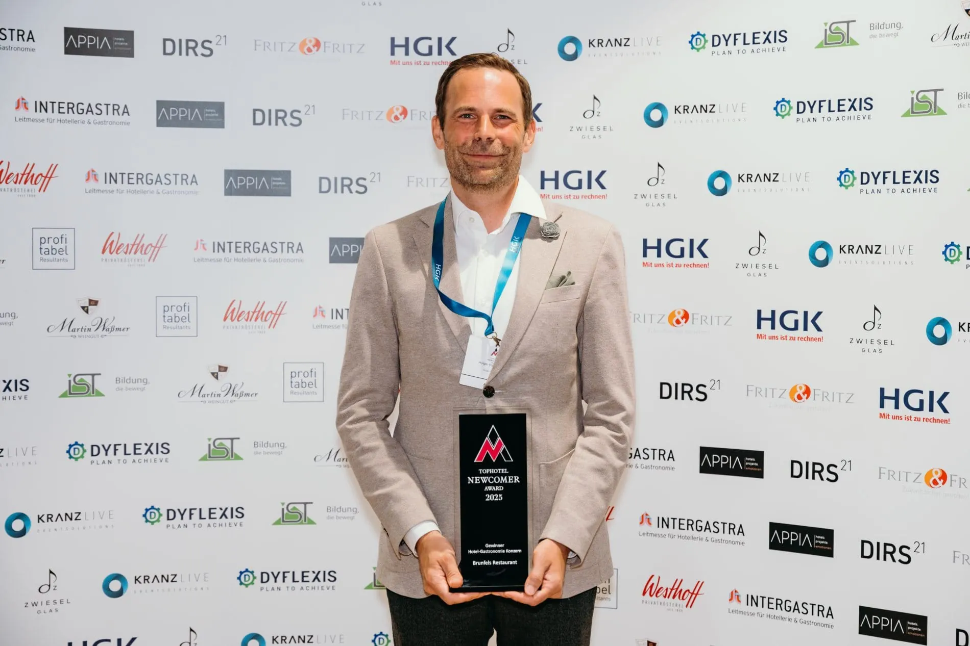 Holger Hanselmann, General Manager des Brunfels Hotels, freute sich über den Sieg in der Kategorie "Hotelgastronomie Kette/Konzern".