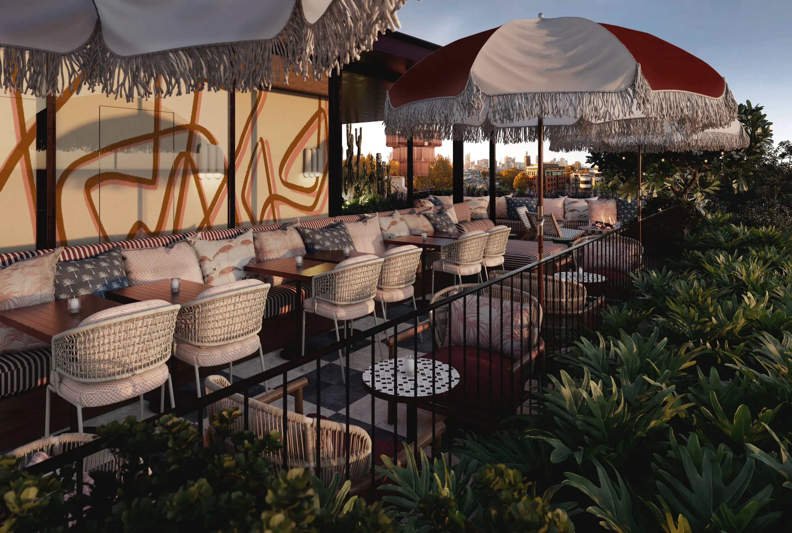 Die "Monica" Rooftop-Bar von der anderen Seite des Hotels.