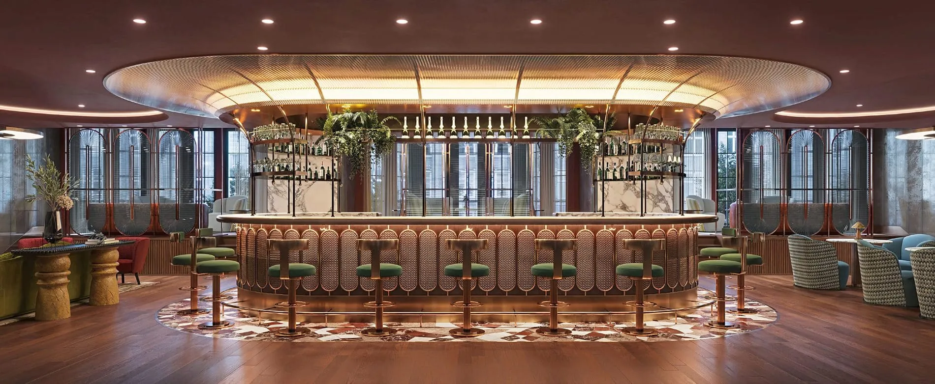 Die Greta-Oto-Bar befindet sich als Blickfang am Ende der zweiten Etage.