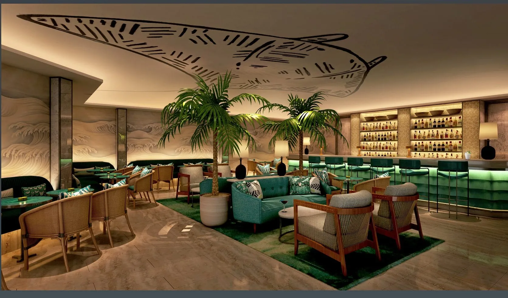 Cozy mit grünen Akzenten: Die neue Bar im Los Jameos.