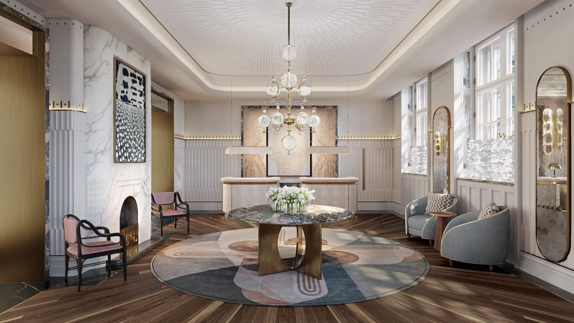 Hier werden die Gäste in Empfang genommen: Die Rezeption des Mandarin Oriental in Wien.