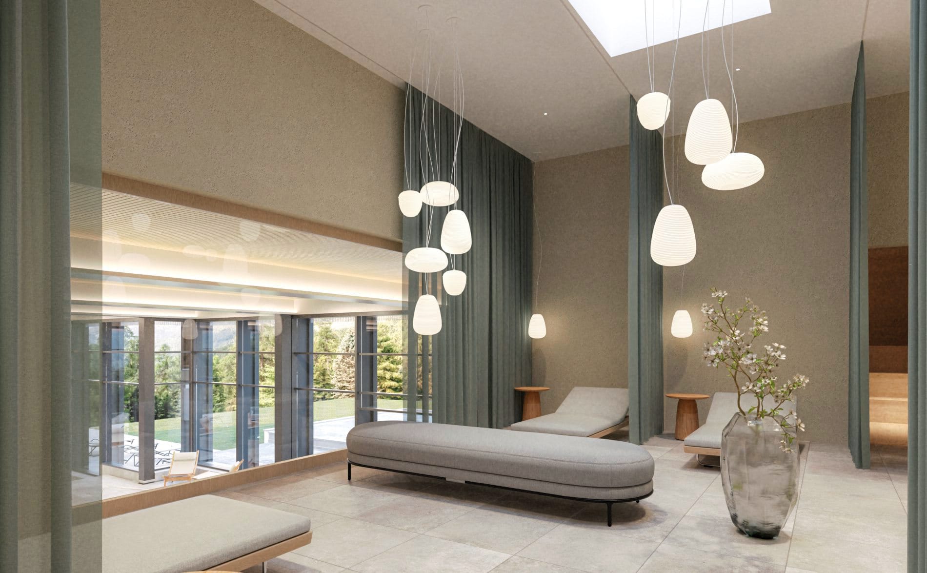Clean und modern: Das Interior im neuen Suvretta Spa.