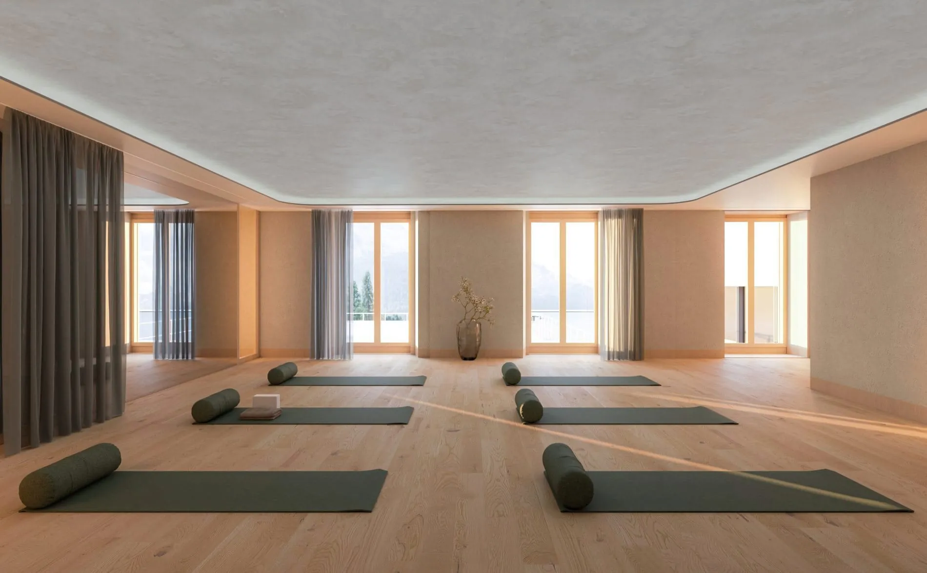 Raum für Yoga und Entspannung im Suvretta Spa.