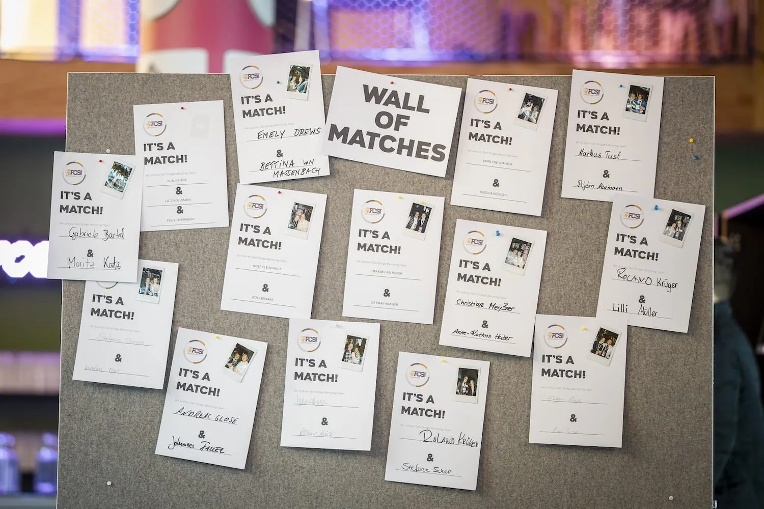FCSI Convention Wien 2025: Wall Of Matches nach dem #SkillBridge-Mentoring-Workshop.
