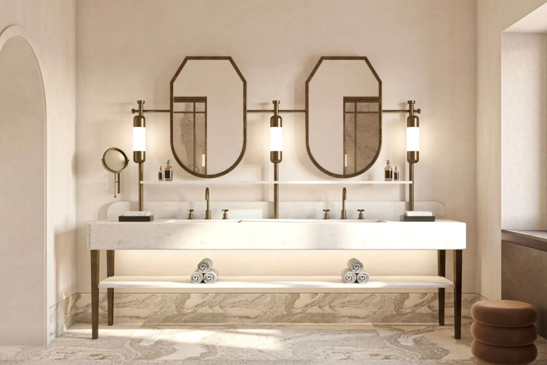 Viele der Bäder wurden als eigenständige Wohnräume konzipiert und laden dazu ein, sich durch Wasser in all seinen Formen zu regenerieren.