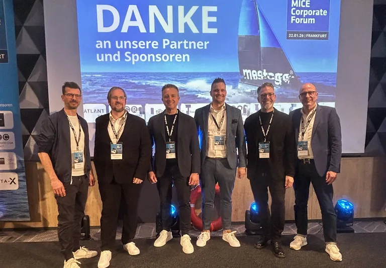 Das Meetago-Team: (von links) Martin Munk (HoCC), Jochen Zimmermann (CTO), Udo L&uuml;ldsdorf (CEO), Nicolas Westbeld (CCO) und Oliver May (VPS), Alexander Schott (CPO).