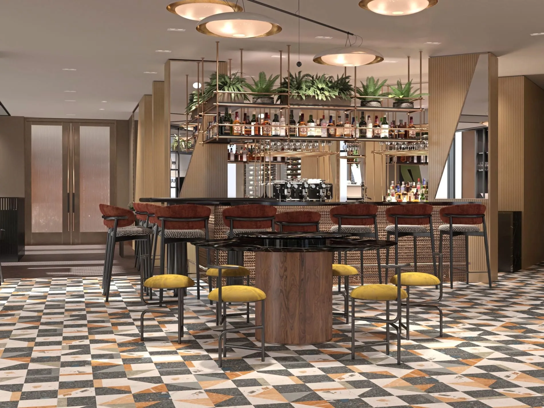 Das Mid-Century-Design ist eine Anspielung an den Besuch von John F. Kennedy in Frankfurt im Jahr 1963.