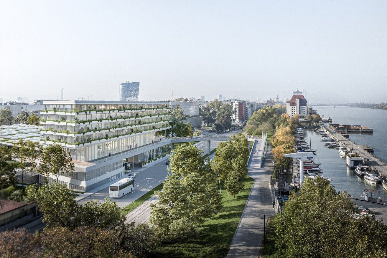 Der Radisson-Neubau entsteht in Gehweite zur Donau.