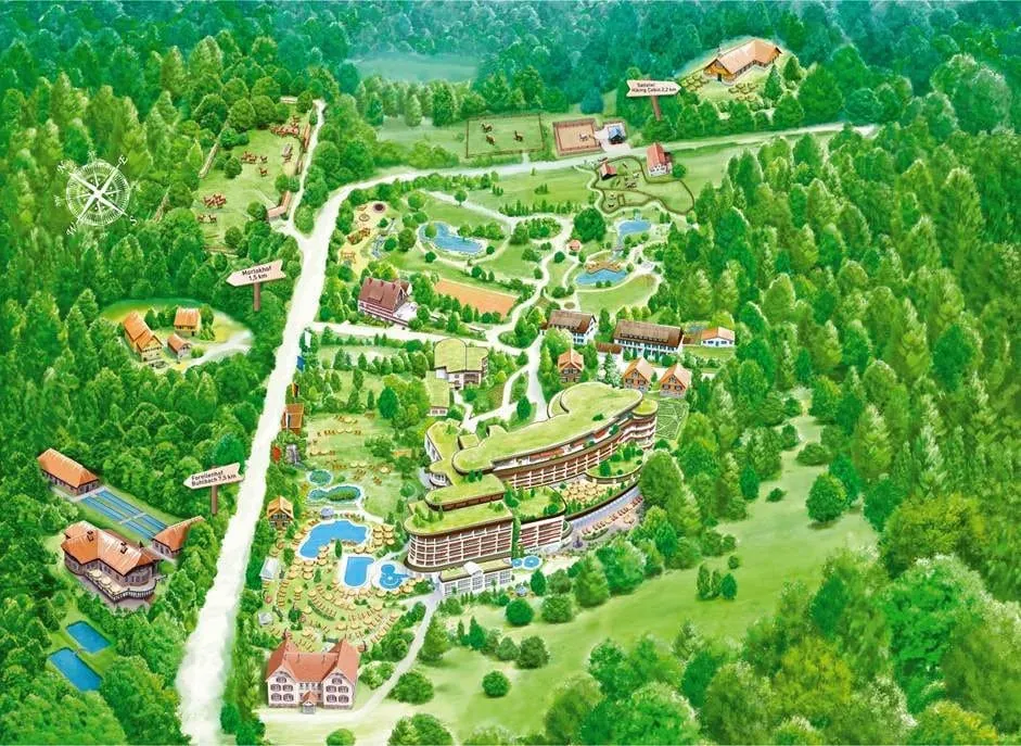 Das Hotel Bareiss und seine Dependancen aus der Vogelperspektive.