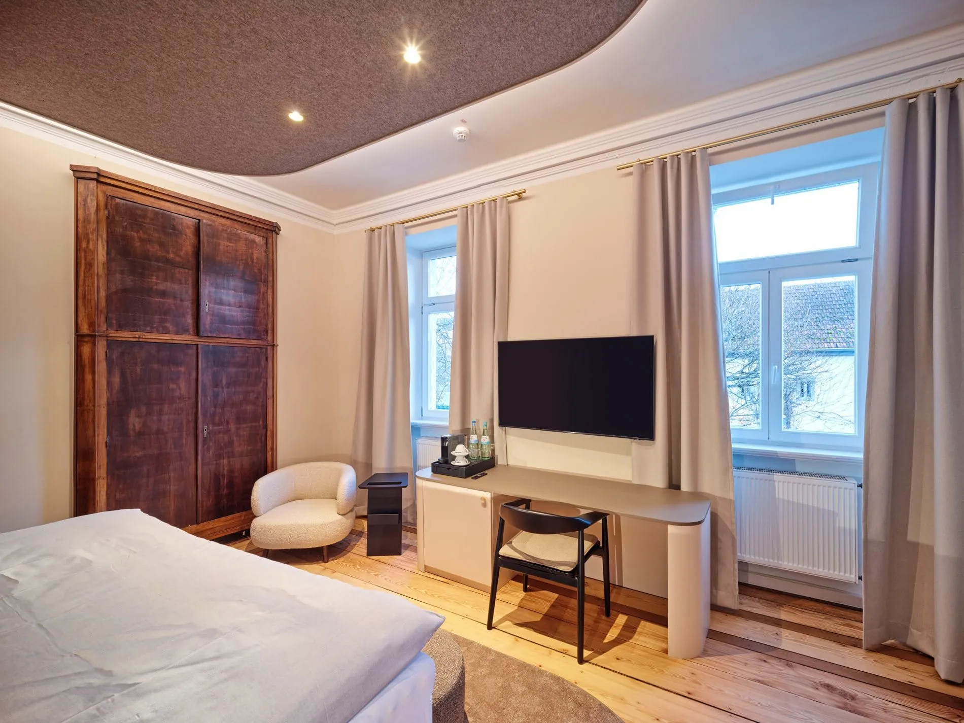 In den Zimmern wurden die original Böden erhalten.