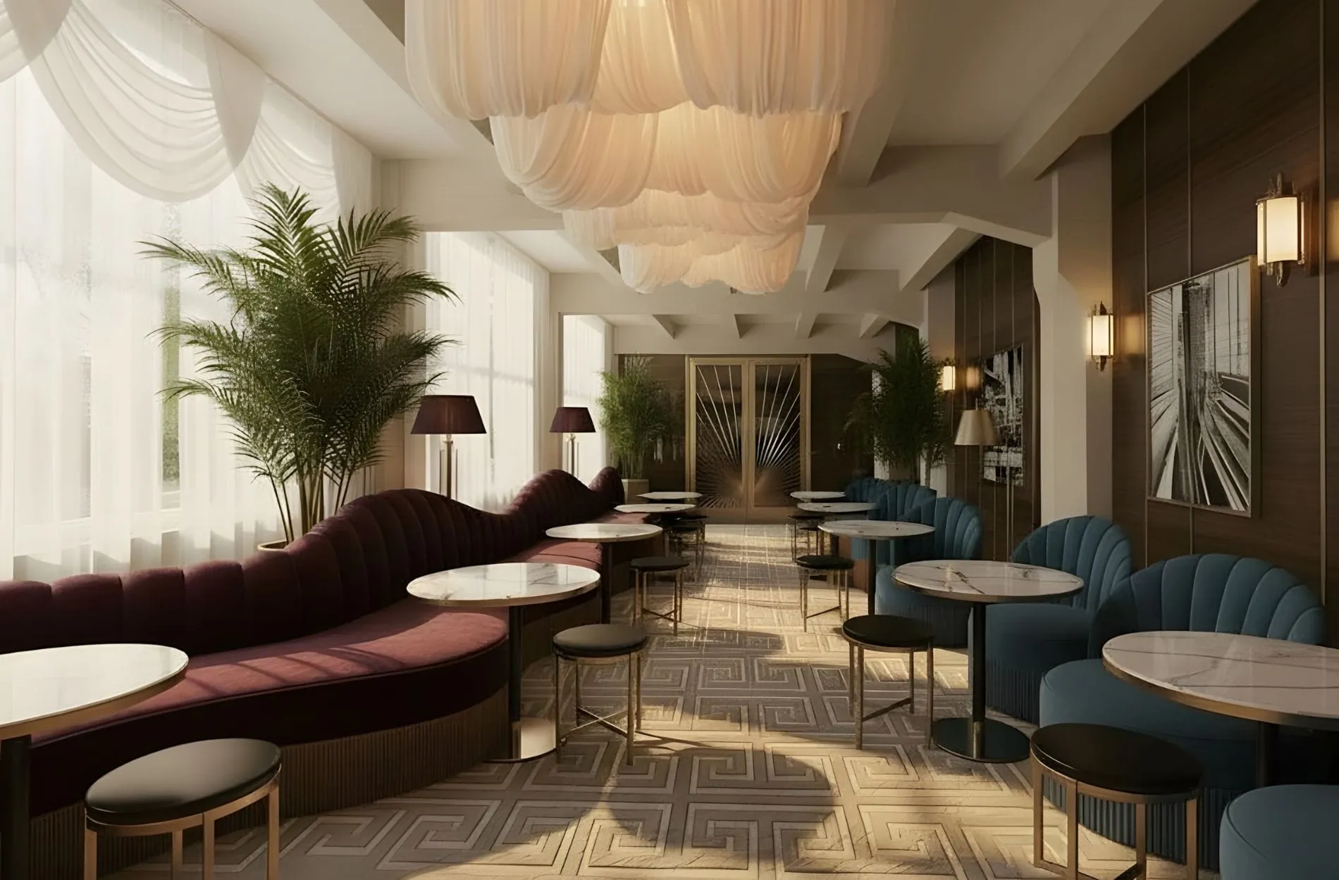 Ein weiterer Entwurf des britischen Architekten Alex Sprogis für das Hotelinterior.