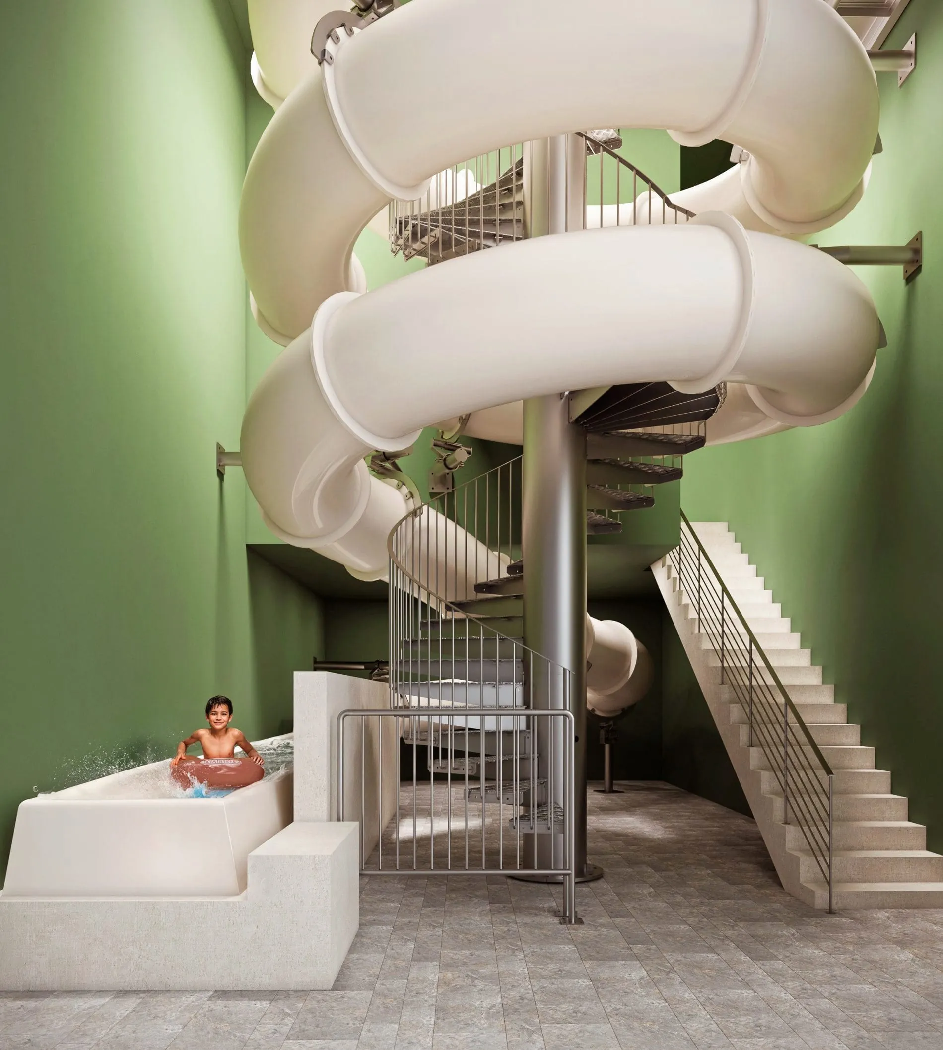 Die spiralförmige Erlebniswasserrutsche „Waterfall" ist Teil des neuen Family-Spa im Bella Vista.