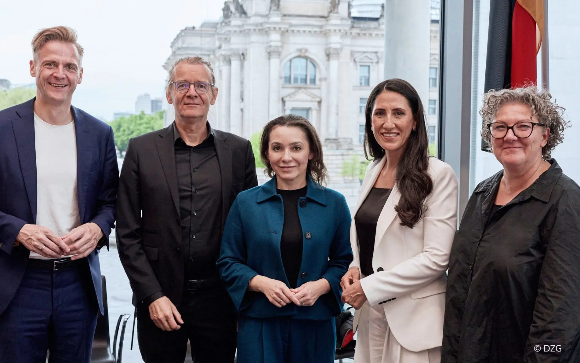 Vertreter der DZG und des Bundeswirtschaftsministeriums im Dialog: (von links) Marcel Klinge, Gerhard Bruder, Janina Jänsch, Homeira Amiri und Christa Stienen.