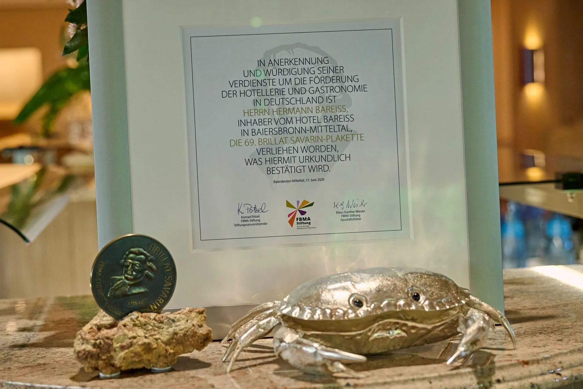 Hotel Bareiss Brillat-Savarin-Plakette Verleihung