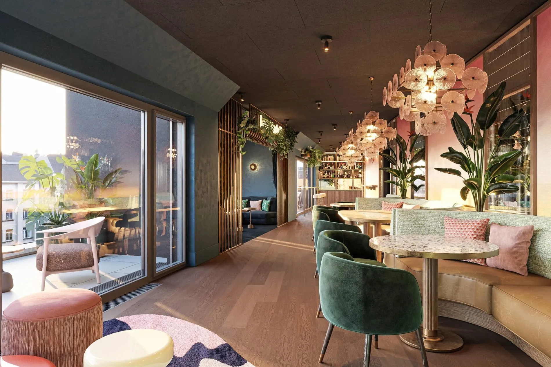 Art-Deco und Wiener Flair: Ende September öffnet auch die Rooftop-Bar „Vieami“ für Gäste.