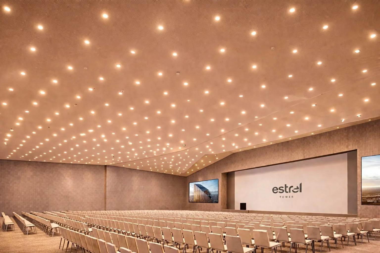 Mit Platz für bis zu 1.250 Personen erweitert die Grand Hall das Veranstaltungsangebot des Estrel um eine zusätzliche Fläche für größere Formate.